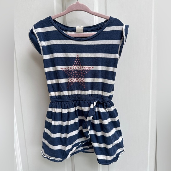 Baby GAP 3T Girls Blue and White Striped Short Sleeve Dress with Star - Picture 1 of 8